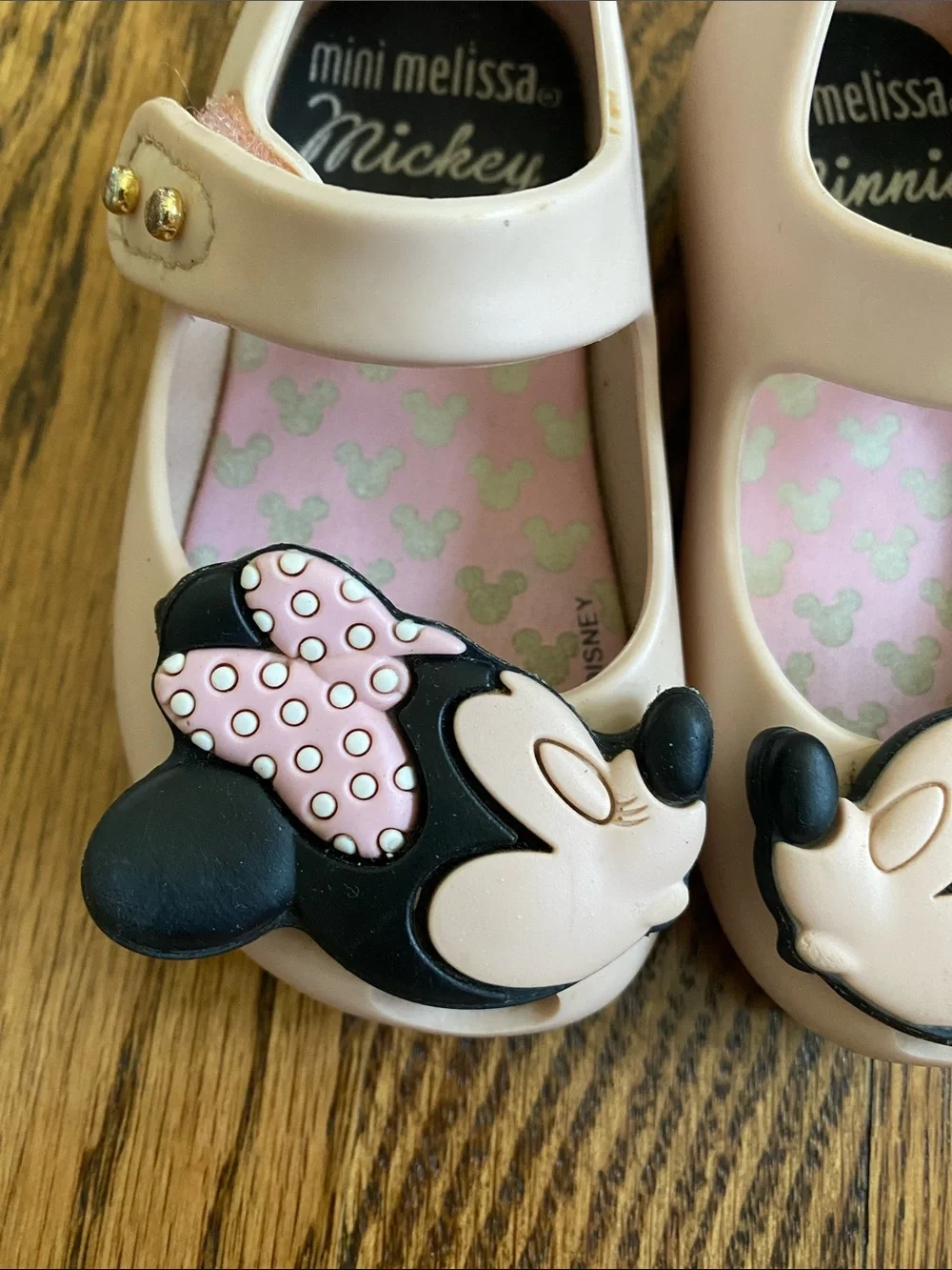 Mini Melissa Pink Mickey & Minnie Mary Jane Shoes, size baby/toddler 5.